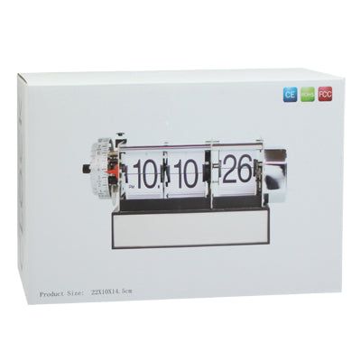 Skeleton Metal Digital Auto Flip 3 Pages Clock Desktop with Decorative Clock Alarm Clock- Internal Gear Operated (Size: 165x80x60mm)(Black)