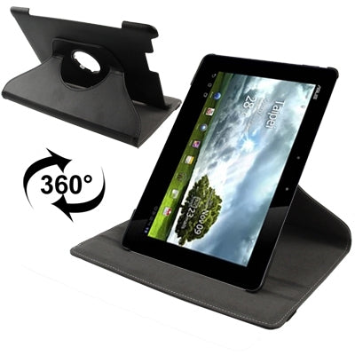 360 Degree Rotatable Leather Case with Holder for ASUS Eee Pad TF201(Black)