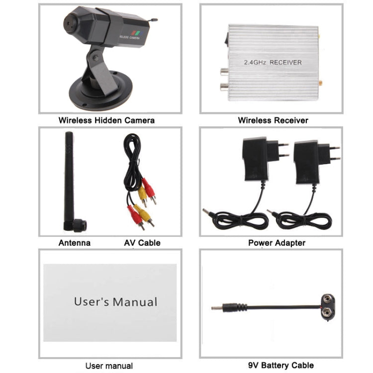2.4GHz Wireless Camera and Receiver, Wireless Surveillance System, Support 4 Cameras