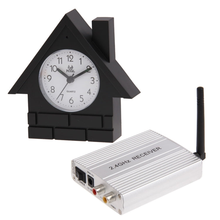 2.4G Wireless Hidden Clock Style Camera and Receiver, Built in microphone for audio monitoring, Max support 4 camera