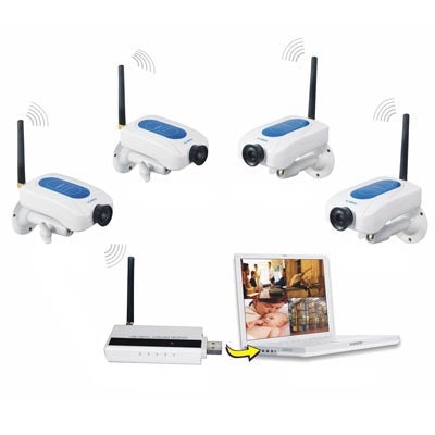 2.4GHz Digital Wireless Security Kit with 4 Channels, Support Network Remote Monitoring