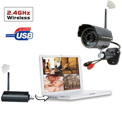2.4GHz USB DVR Digital Wireless 4 x IR Camera Security System (W701DK1)(Black)
