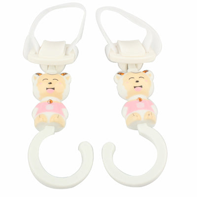 2x Cartoon Style Hook with hook and loop fastener Strap(White)