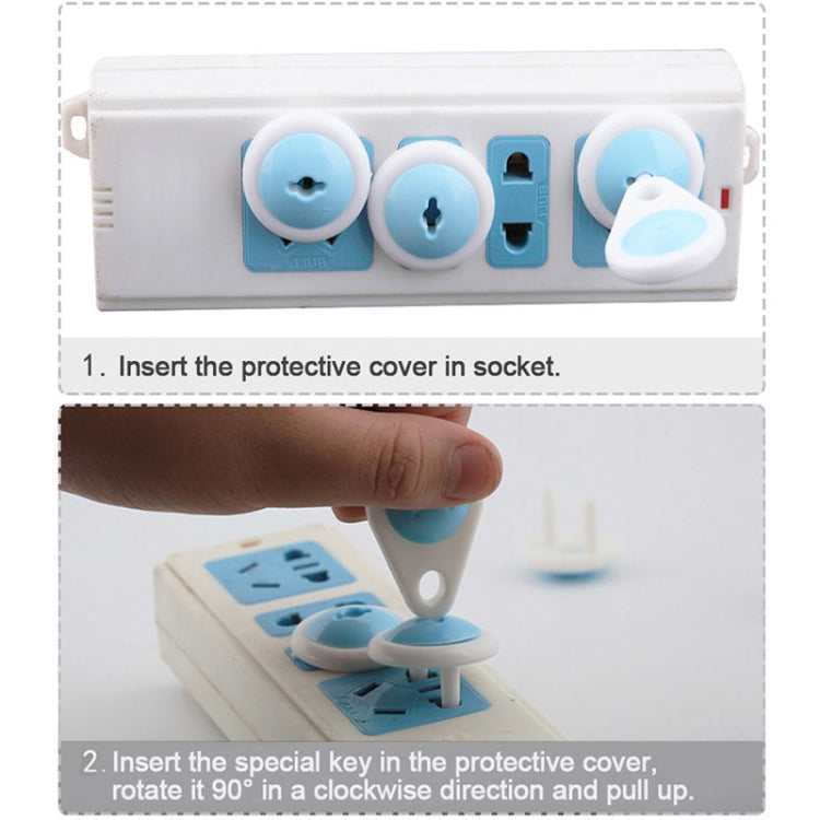 6 x Electrical Security Socket Lock Keep Baby Children Kids Safe for 2 Plug Sockets(Baby Blue)