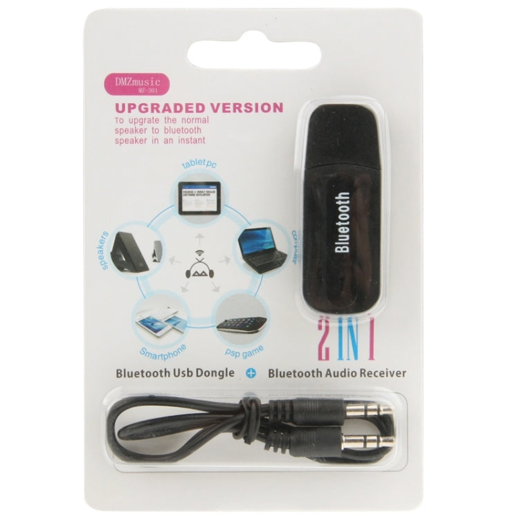 MZ-301 USB Bluetooth 3.5mm Stereo Music Receiver Adapter with MIC