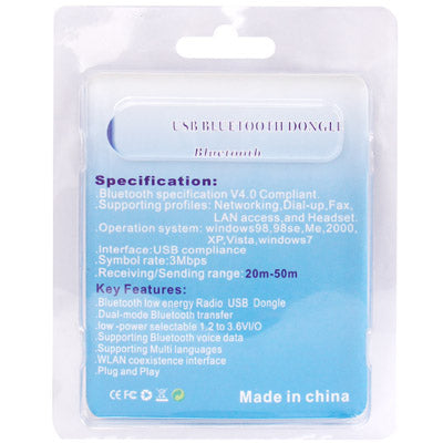 Golden Planted USB Bluetooth V4.0 Dongle, Suitable for Networking / Fax / Dial-up / Headset (Plug and Play)