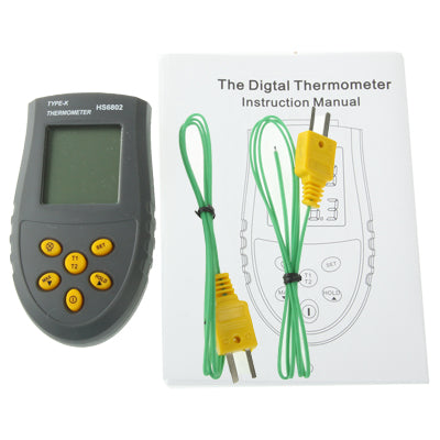 HS6802 Handheld Digital Contact Thermometer with Dual-channel(Grey)