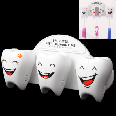 Smile Face Style Suction Toothbrush Holder Rack Wall Decor(White)