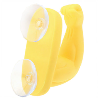 Arm Shape Dual Suction Cup Bag / Towel Hooks(Yellow)