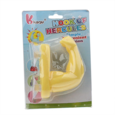 Arm Shape Dual Suction Cup Bag / Towel Hooks(Yellow)