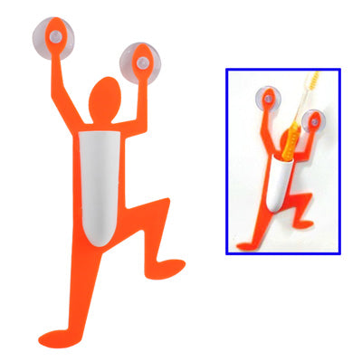 Bathroom Superman Toothbrush Holder with 2 Suction Cups(Orange)