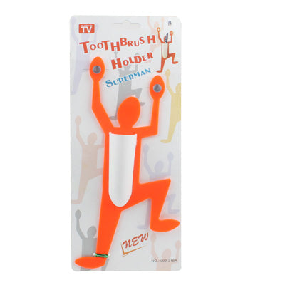 Bathroom Superman Toothbrush Holder with 2 Suction Cups(Orange)