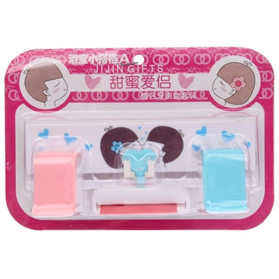 Sweet Lovers Toothbrush / Toothpaste Holder with Suction Cups(White)