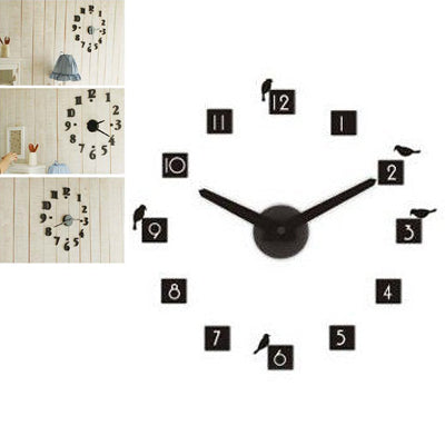 Creative DIY CLOCK 360 3D Digital Wall Clock(Black)