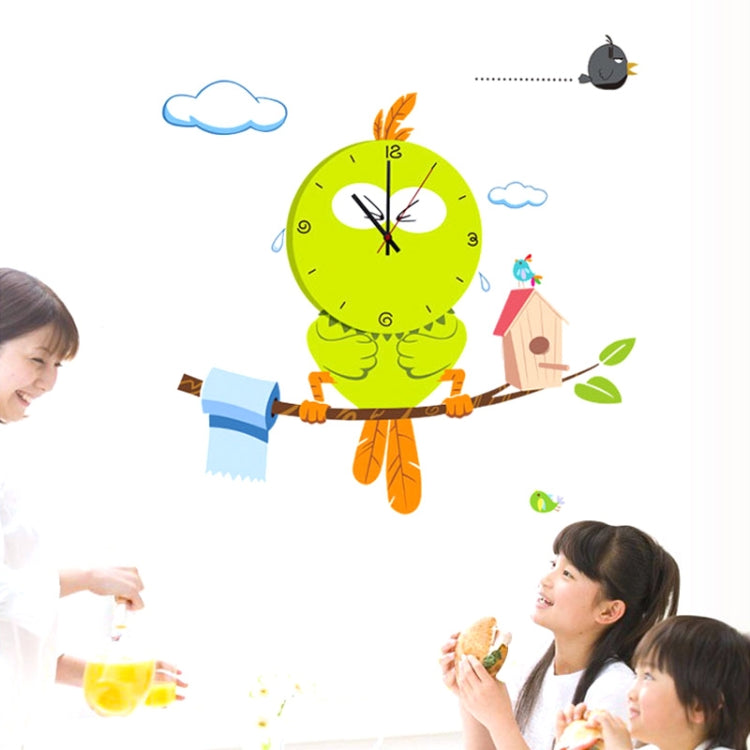 DIY 3D Cartoon Bird Style Wall Clock(Green)