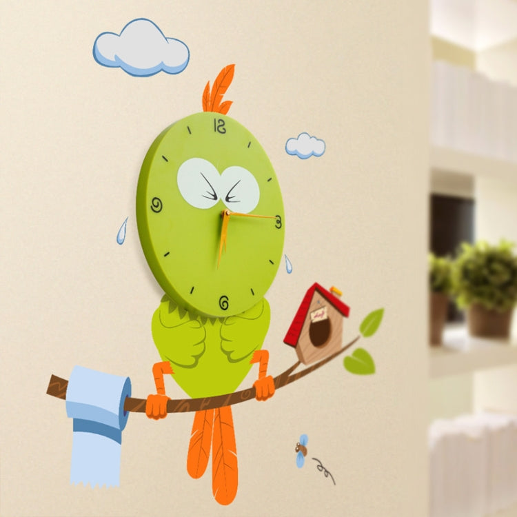 DIY 3D Cartoon Bird Style Wall Clock(Green)