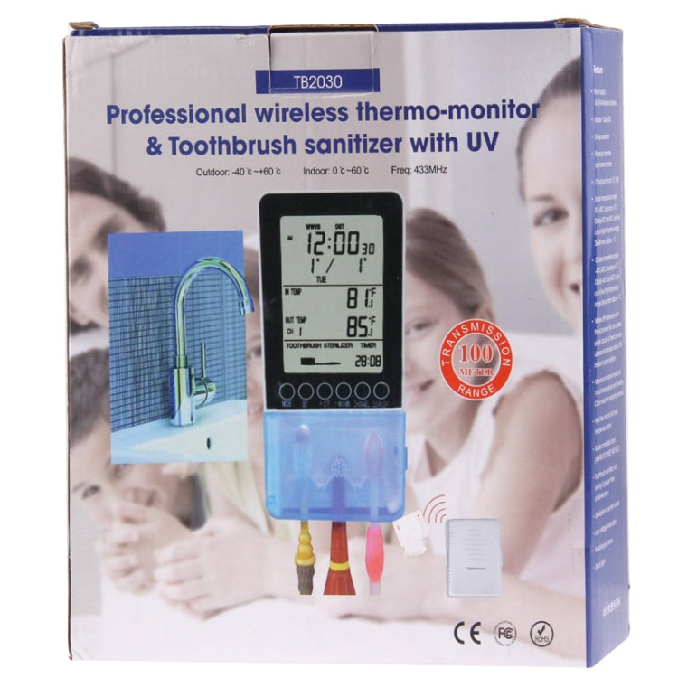 Professional Wireless Thermo Monitor & Tooth Brush Sanitizer with UV (TB2030)(White)