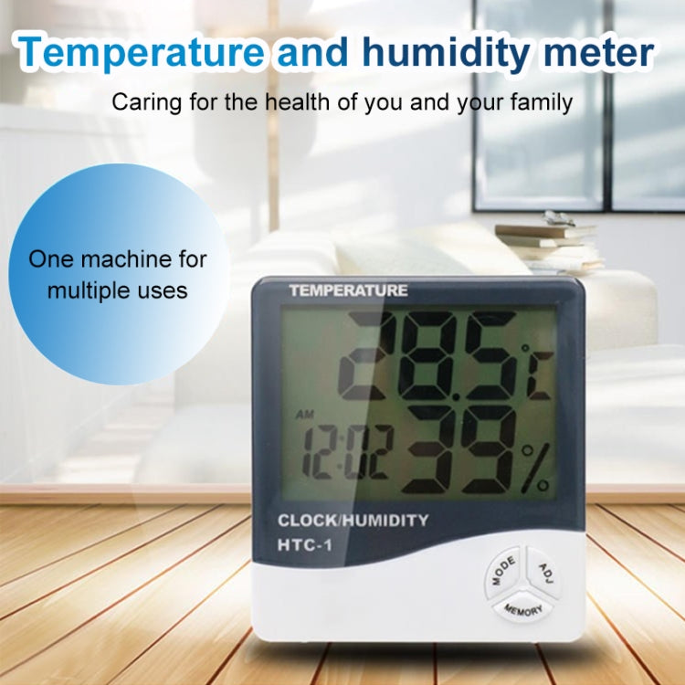 3.8 inch LCD Digital Temperature & Humidity Meter with Clock / Calendar (HTC-1)(White)