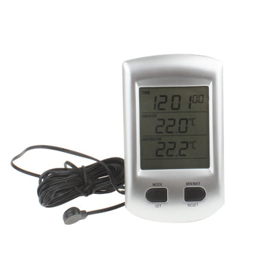 Indoor & Outdoor Thermometer with Clock / Calendar