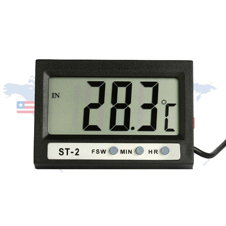 Indoor and Outdoor LCD Dual-Way Digital Thermometer with Clock(Black)