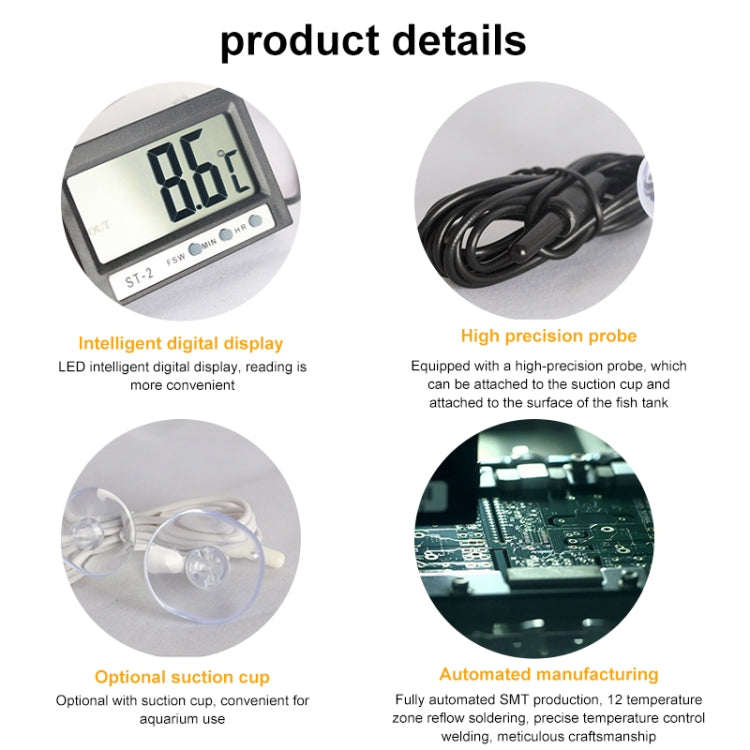 Indoor and Outdoor LCD Dual-Way Digital Thermometer with Clock(Black)