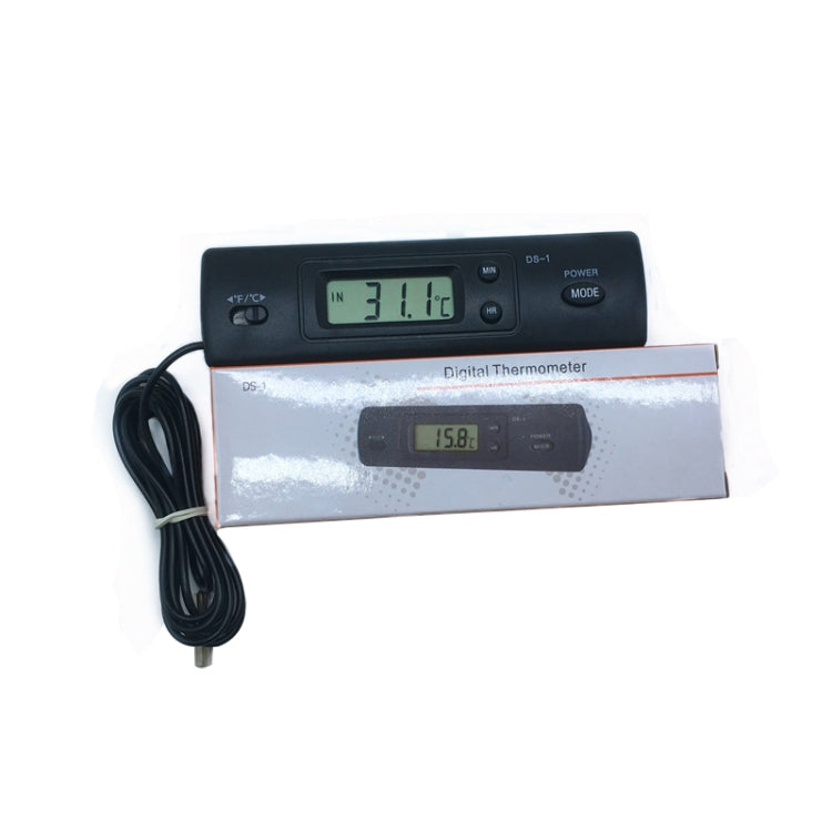 Digital Indoor / Outdoor Thermometer with Clock(Black)