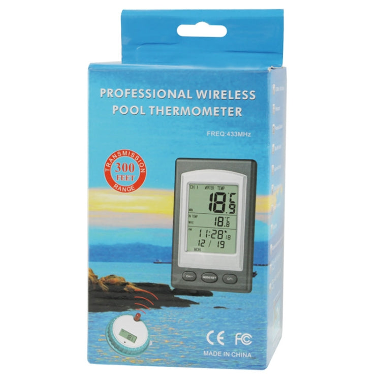 WD1228 Professional Wireless Indoor and Outdoor Pool Thermometer with Alarm Clock & Clock & Date