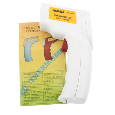 Infrared Thermometer, Temperature Range: -50 - 380 Degrees Celsius(White)