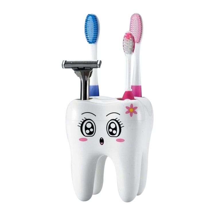 2 PCS Creative Fashion Tooth Style Toothbrush Holder(White)