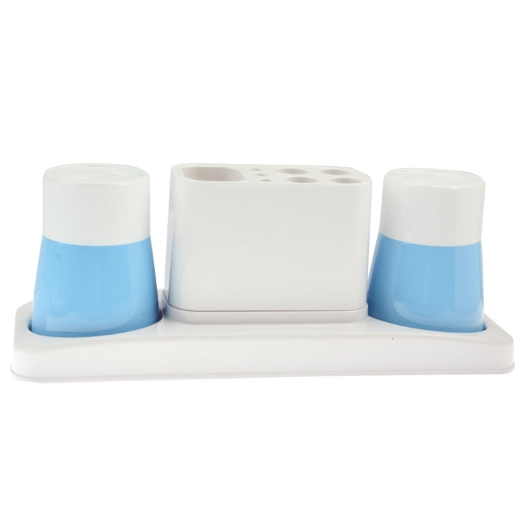 Toothpaste & Toothbrush Holder with Two Tooth Mug Toothbrush Holder Set for Lovers (RA-666)(White)