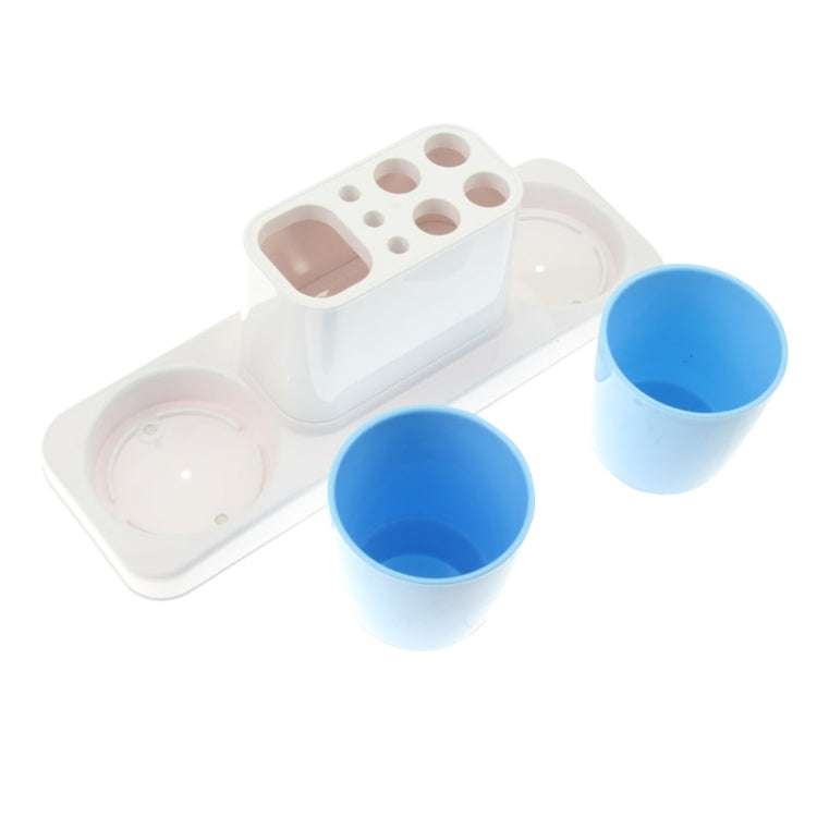Toothpaste & Toothbrush Holder with Two Tooth Mug Toothbrush Holder Set for Lovers (RA-666)(White)