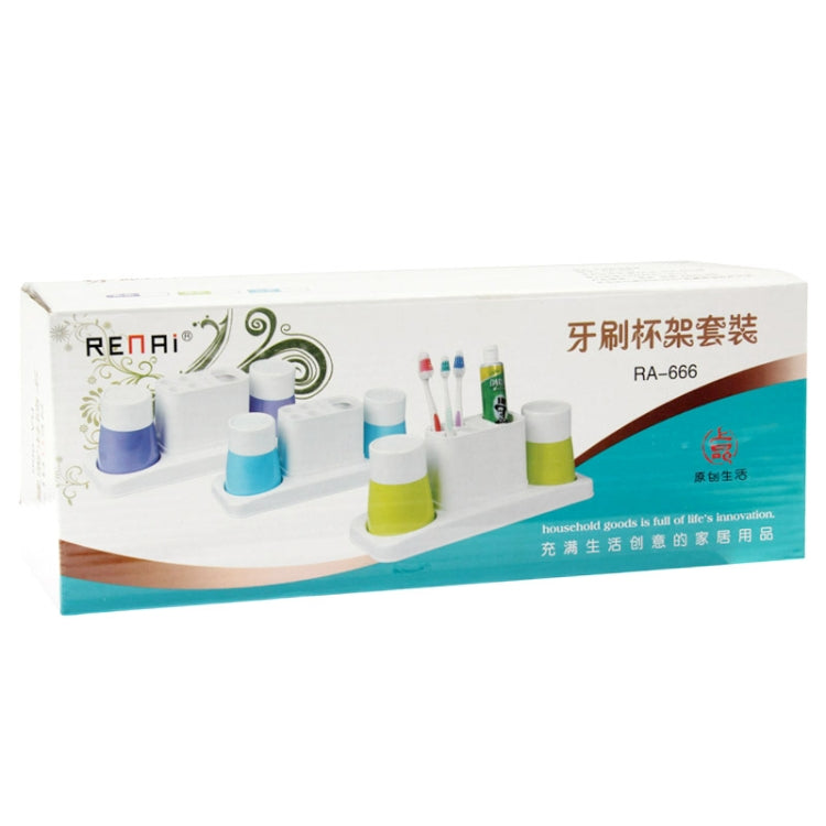 Toothpaste & Toothbrush Holder with Two Tooth Mug Toothbrush Holder Set for Lovers (RA-666)(White)