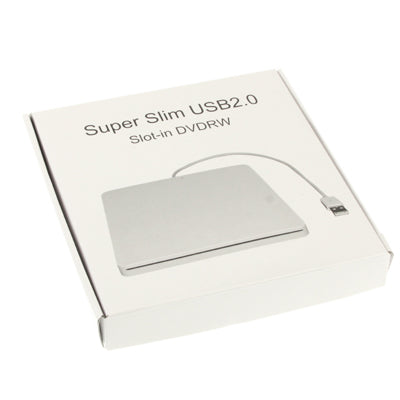 Super Slim USB 2.0 Slot-in Portable Optical DVD-RW Driver Box(White)