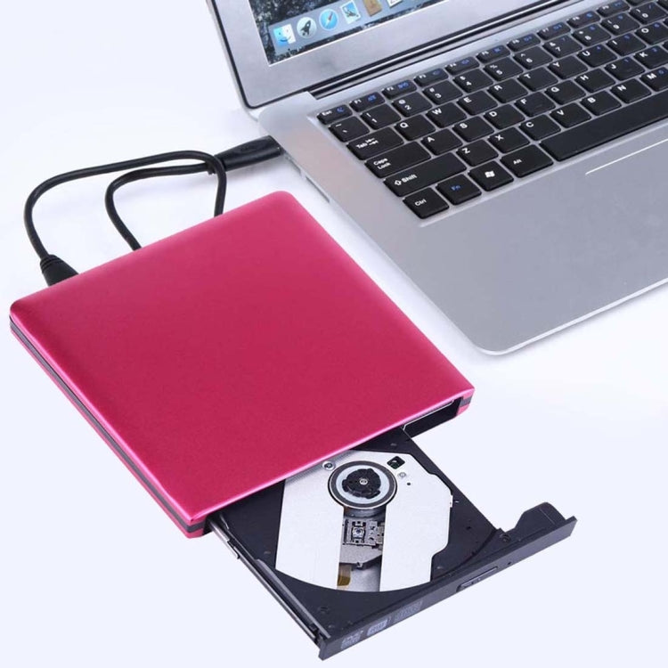 USB 3.0 Aluminum Alloy Portable Optical DVD / CD Rewritable Drive for 12.7mm SATA ODD / HDD, Plug and Play(Red)