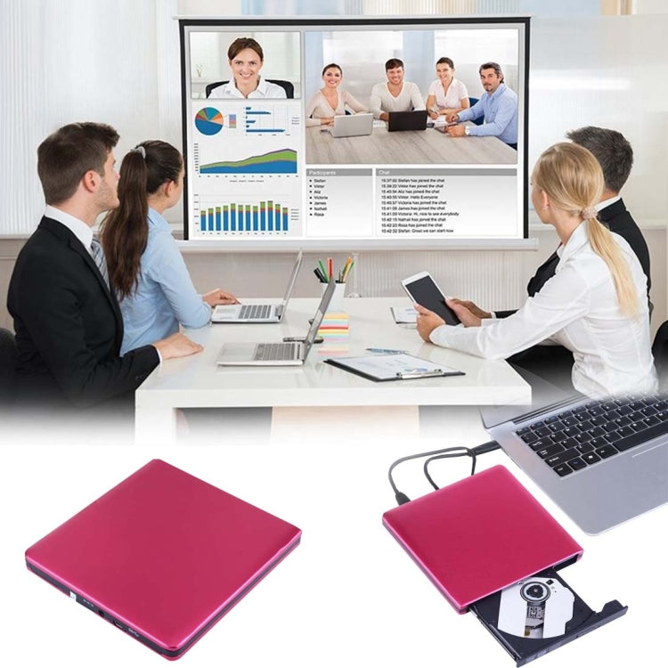 USB 3.0 Aluminum Alloy Portable Optical DVD / CD Rewritable Drive for 12.7mm SATA ODD / HDD, Plug and Play(Red)