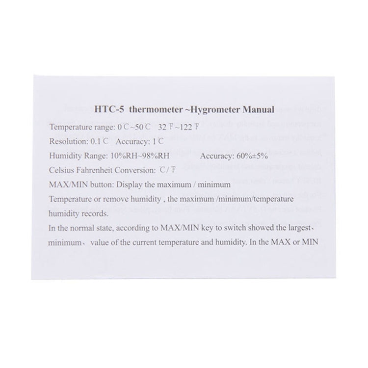 HTC-5 Digital Indoor Centigrade and Fahrenheit Thermometer & Hygrometer