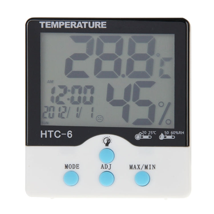HTC-6 Digital Indoor Luminous Centigrade and Fahrenheit Thermometer & Hygrometer with Screen Display & Date & Clock
