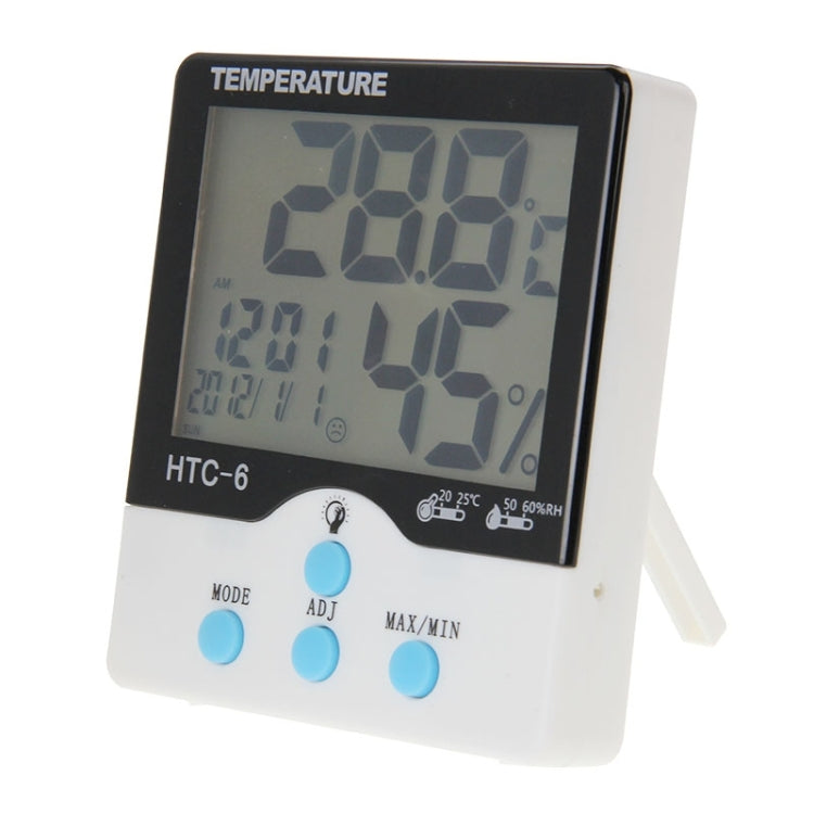 HTC-6 Digital Indoor Luminous Centigrade and Fahrenheit Thermometer & Hygrometer with Screen Display & Date & Clock