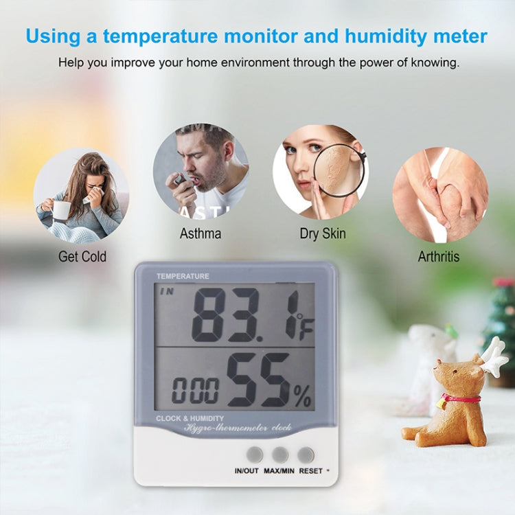 THC-08 Outdoor / Indoor LCD Digital Electronic Thermometer Hygrometer Alarm Clock(Grey)