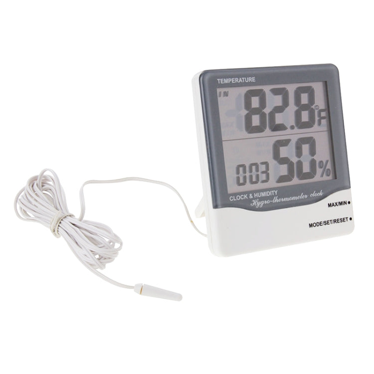 THC-03A Outdoor / Indoor LCD Digital Electronic Thermometer Hygrometer Alarm Clock(Grey)