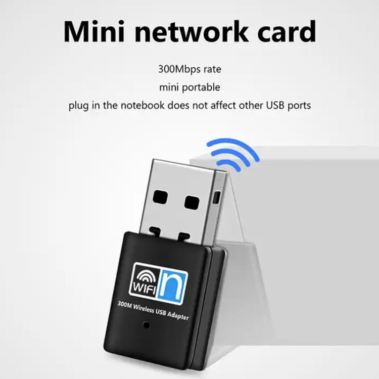 300Mbps Wireless 802.11N USB Network Nano Card Adapter(Black)