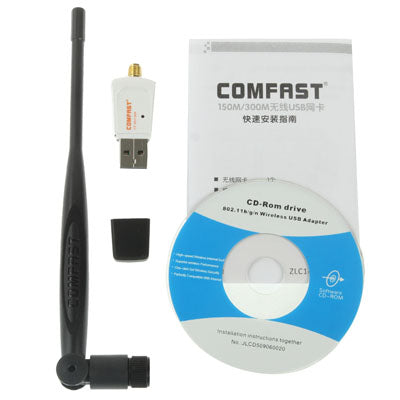 Comfast CF-WU730A 150Mbps Mini USB 802.11n/g/b Wireless WIFI Network Card LAN Adapter with Antenna(Black)
