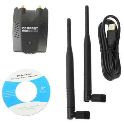 CF-720IND 2.4GHz 802.11b/g/ 150Mbps 800mW USB 2.0 Wireless WiFi Network Adapter with Dual Gain Antenna, Support Network Decoder(Black)