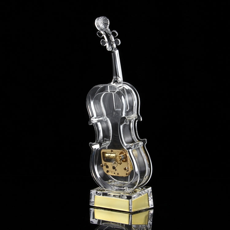 NO.8082 Transparent Crystal Violin Shape Music Box with 4 Color Light(Transparent)