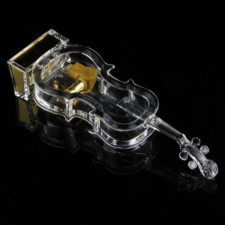 NO.8082 Transparent Crystal Violin Shape Music Box with 4 Color Light(Transparent)