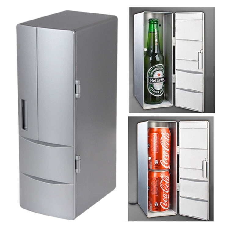 3.5W USB PC Mini Fridge Beverage Drink Cooler / Warmer, Size: 24.5 x 10.8 x 8.3cm(Silver)