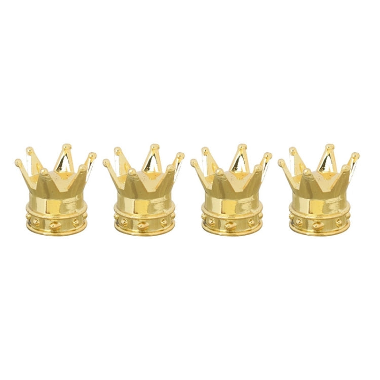 Universal 8mm Golden Crown Style Plastic Car Tire Valve Caps, Pack of 4(Gold)