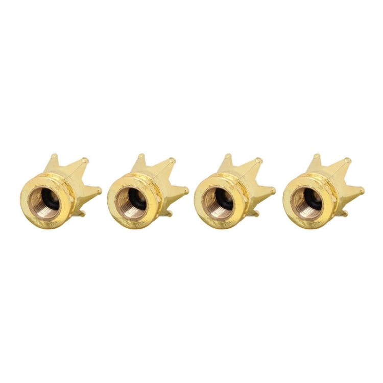 Universal 8mm Golden Crown Style Plastic Car Tire Valve Caps, Pack of 4(Gold)