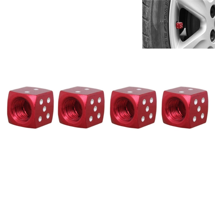 Universal 8mm Dice Style Aluminium Alloy Car Tire Valve Caps, Pack of 4