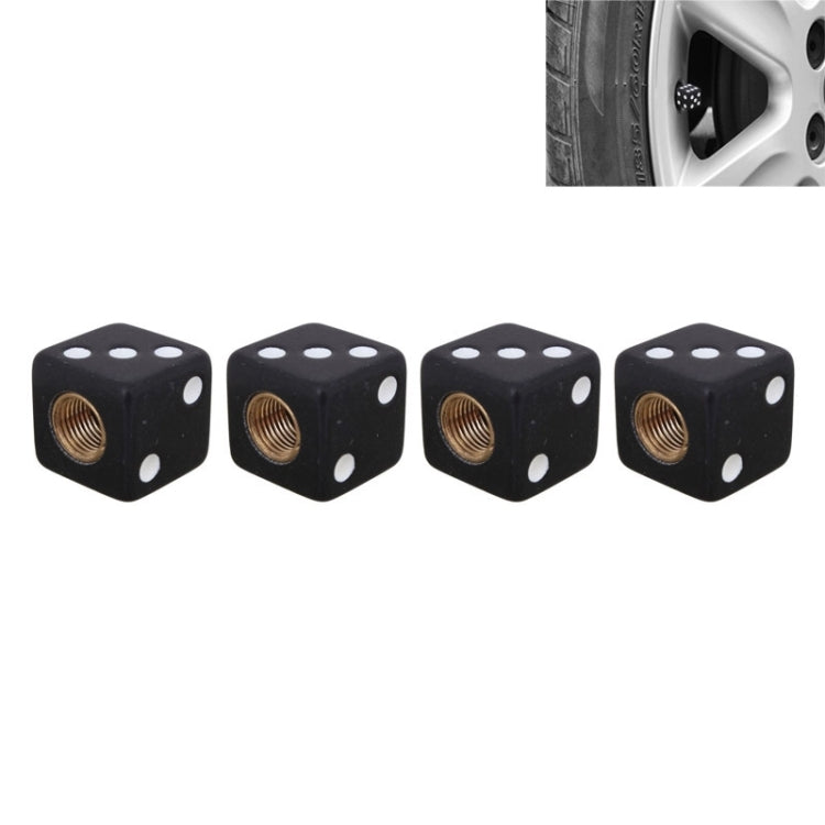 Universal 8mm Dice Style Plastic Car Tire Valve Caps, Pack of 4